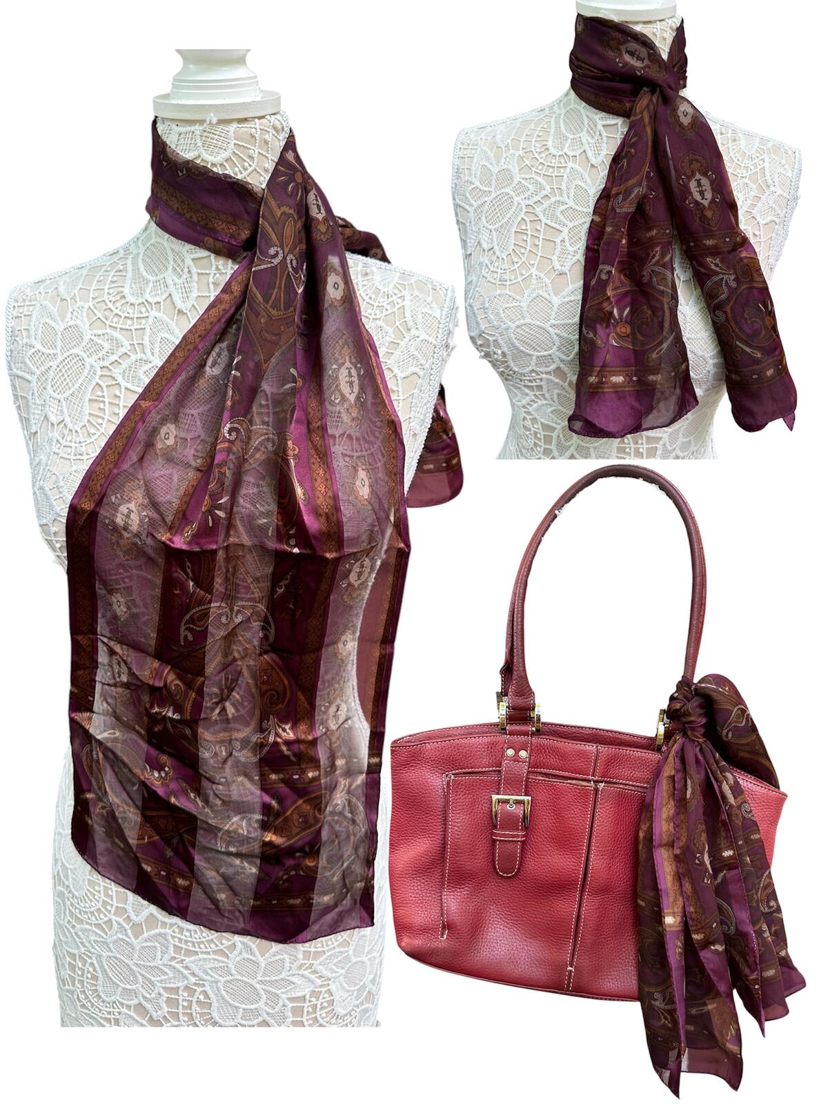 Vintage Purple Paisley Sheer Scarf