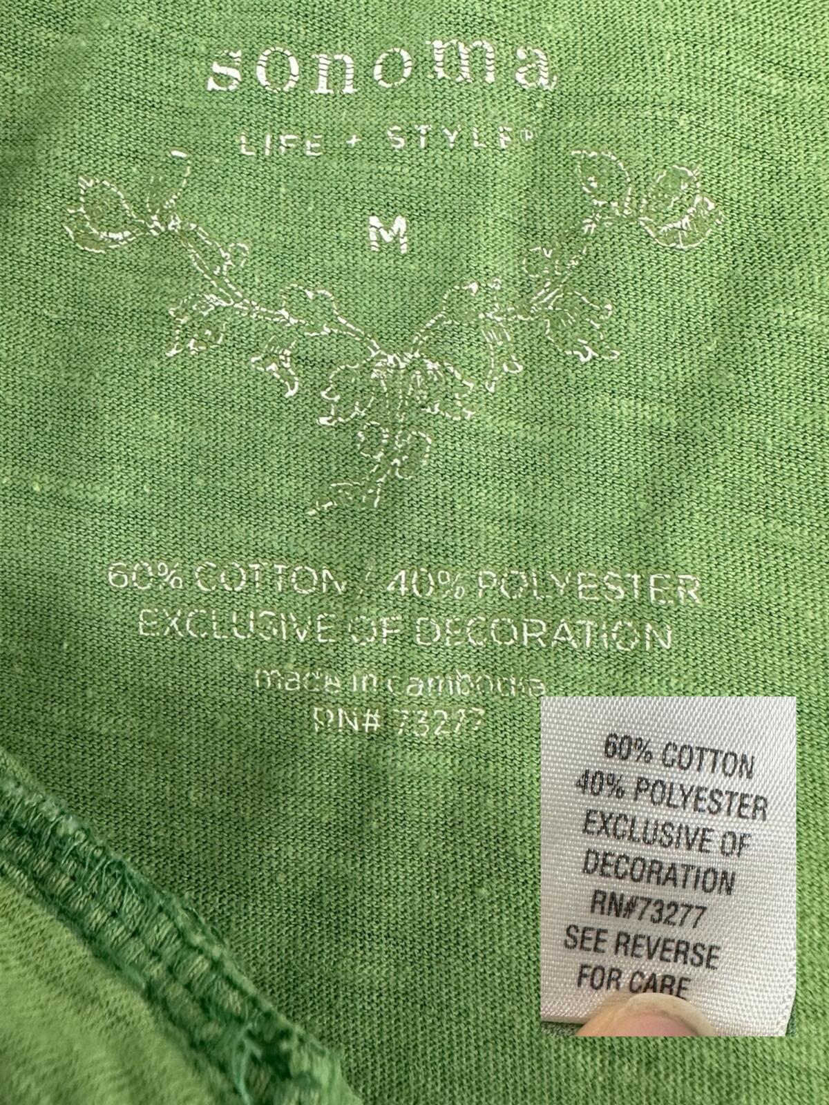 Sonoma Life Style Green Short Sleeve Henley Tee Y2K Fairycore Casual