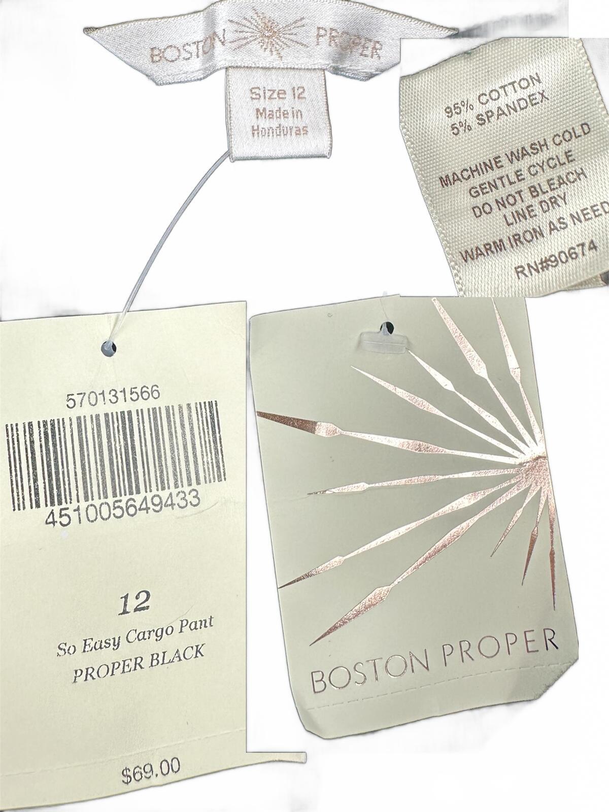 NWT Boston Proper So Easy Cargo Pants Black Y2K Utility Streetwear Drawcord
