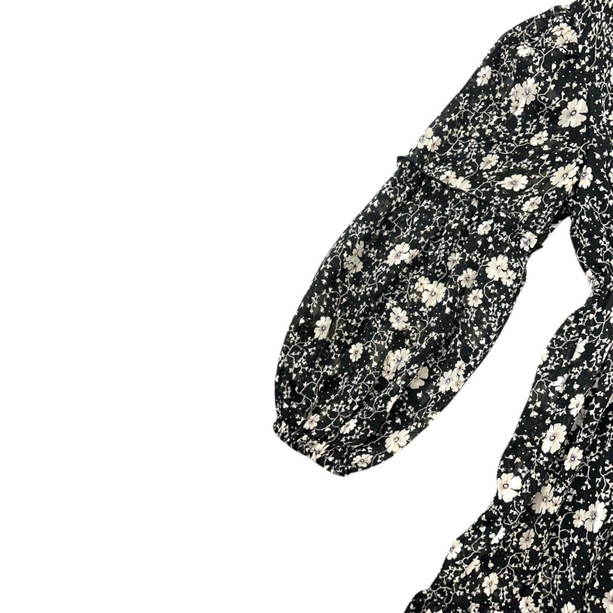 And Now This Black White Floral Fit Flare Ruffle Dress Bohemian Cottage
