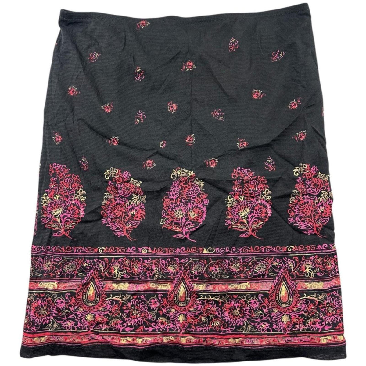 Emma James Black Floral Paisley Pencil Skirt Y2K Vintage Bohemian
