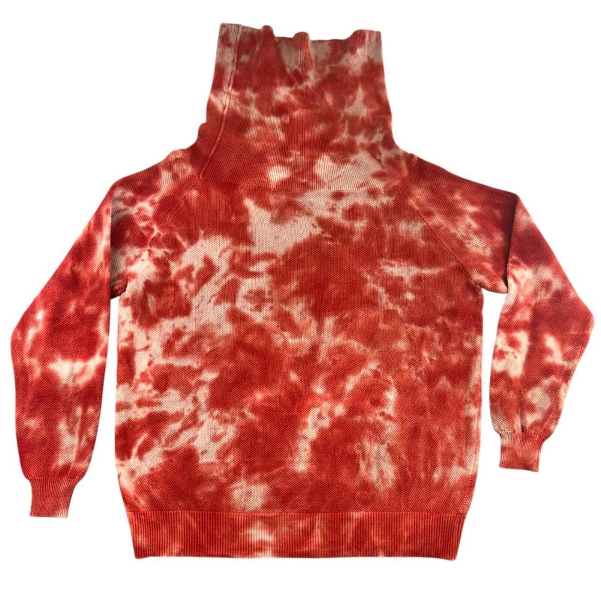 MINNE Tie Dye Cowl Neck Sweatshirt Red White Bohemian Casual Indie Style