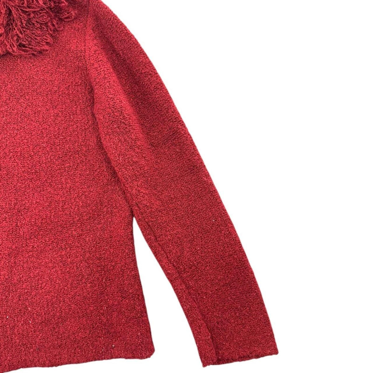Dialogue Red Burgundy Y2K Cardigan Shaggy Fringe Collar Vintage Inspired Boho