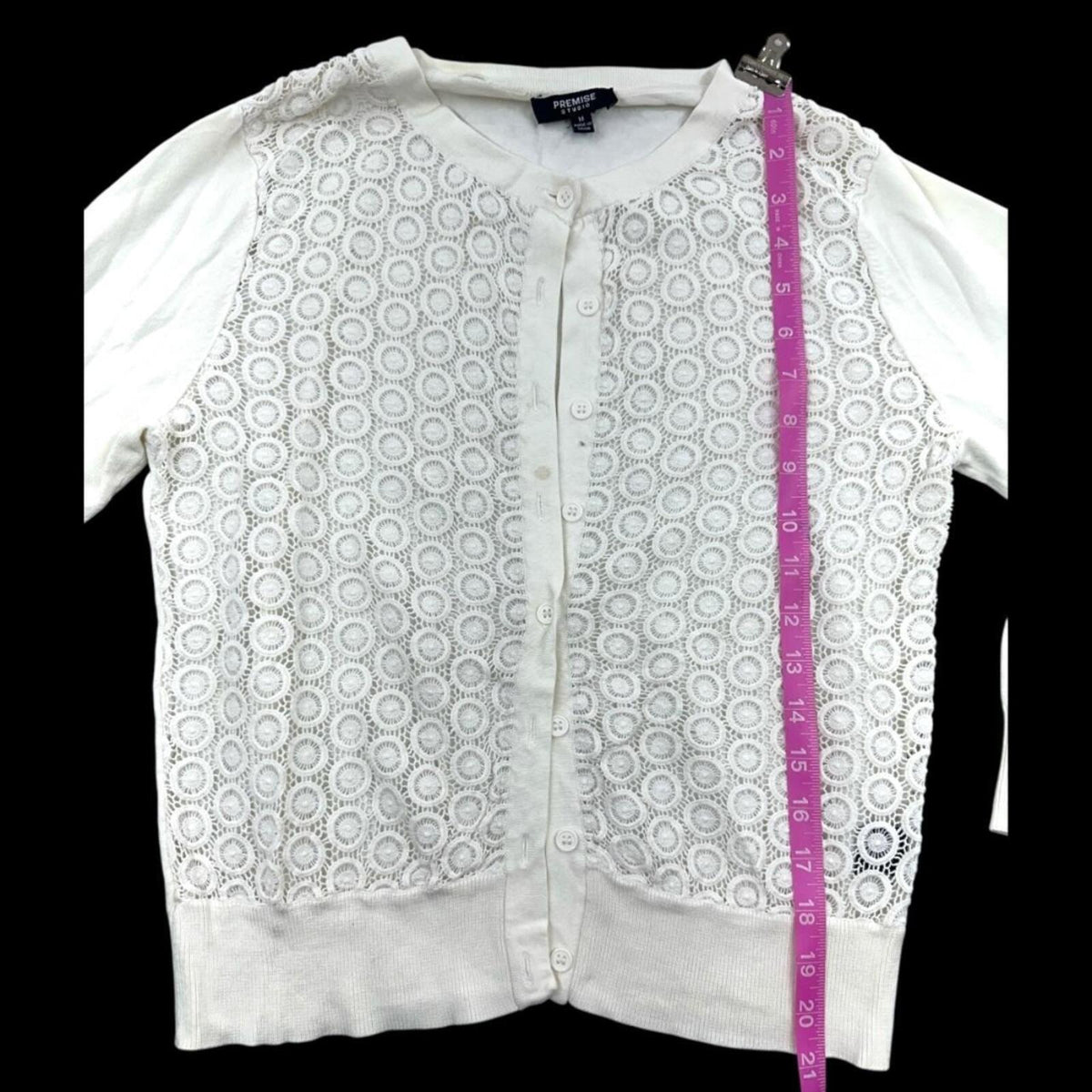 Premise Studio White Crochet Lace Cardigan Bohemian Fairycore Coquette Girl