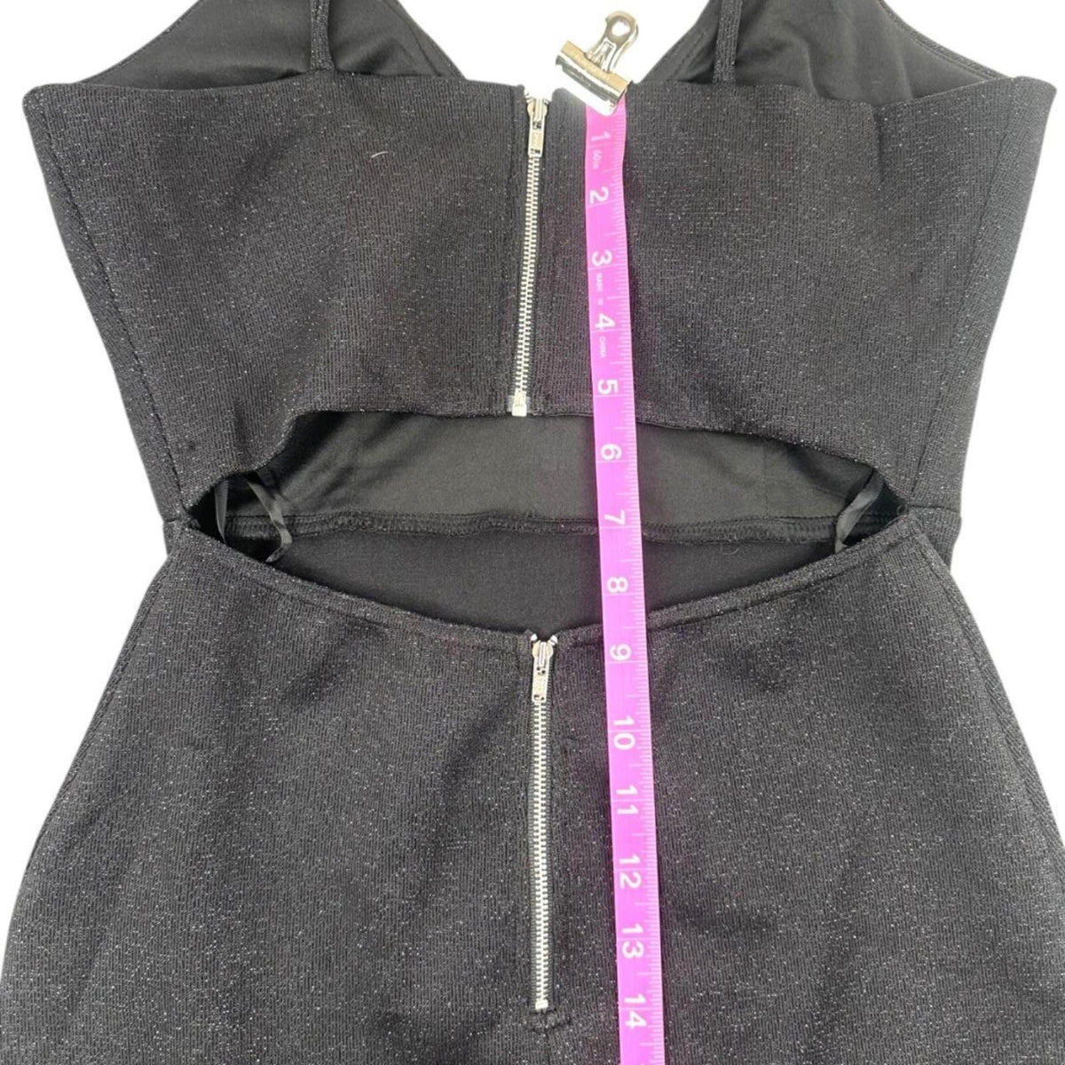 NWT Windsor Black Sparkly Mini Bodycon Dress with Deep V Neckline