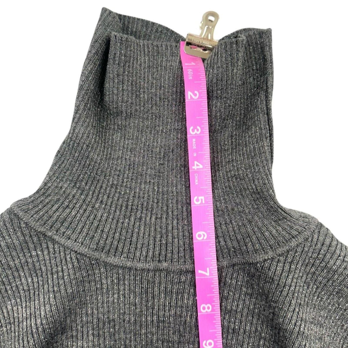 Faded Glory Grey Ribbed Turtleneck Sweater Long Sleeve Slim Fit