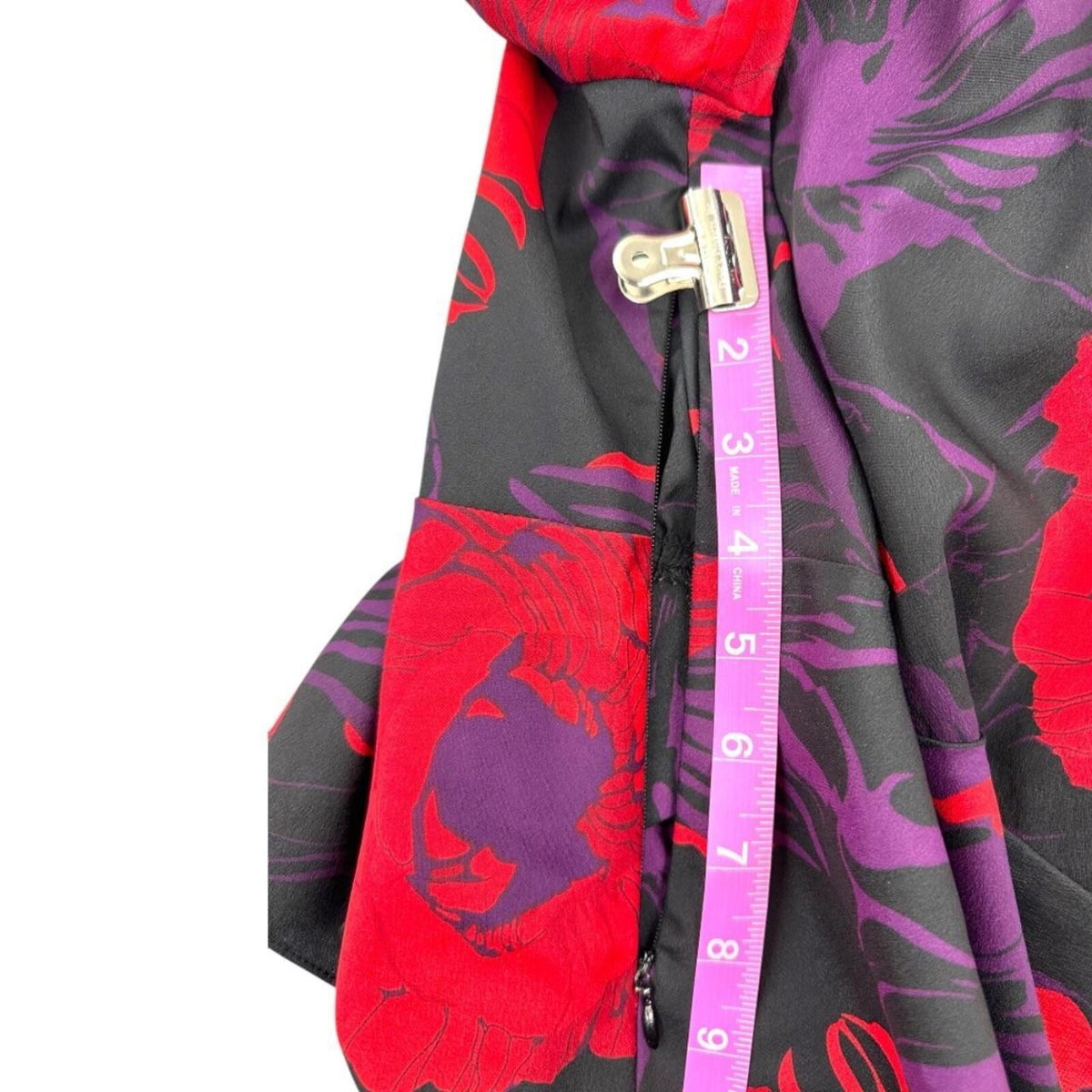 Calvin Klein Floral Bow Collar 3/4 Sleeve Blouse Red Purple