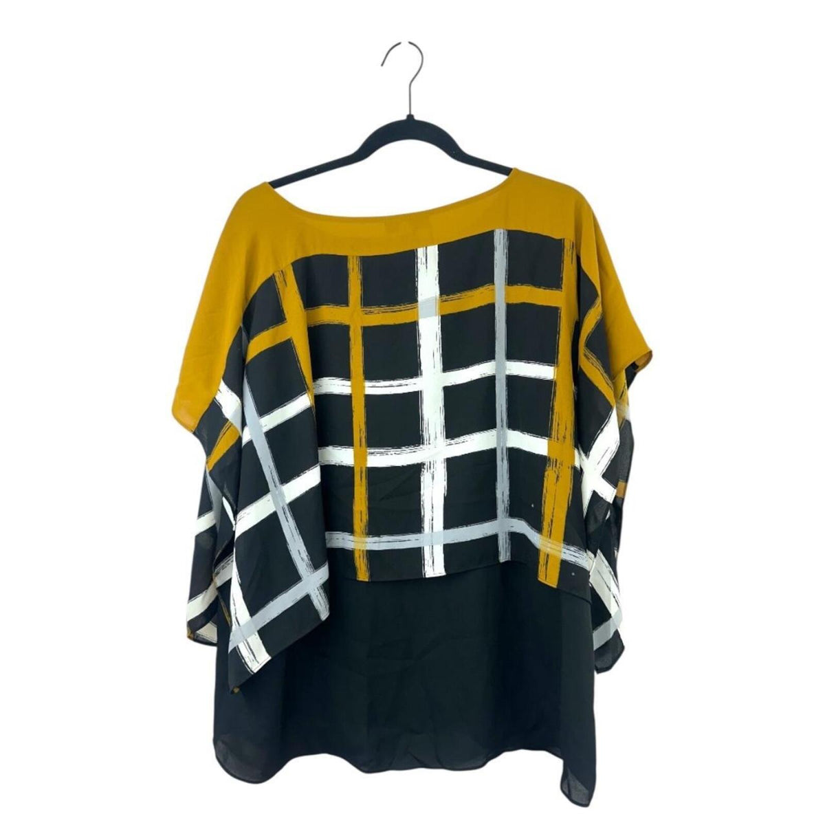 Alfani Brush Stroke Plaid Kimono Sleeve Layered Blouse
