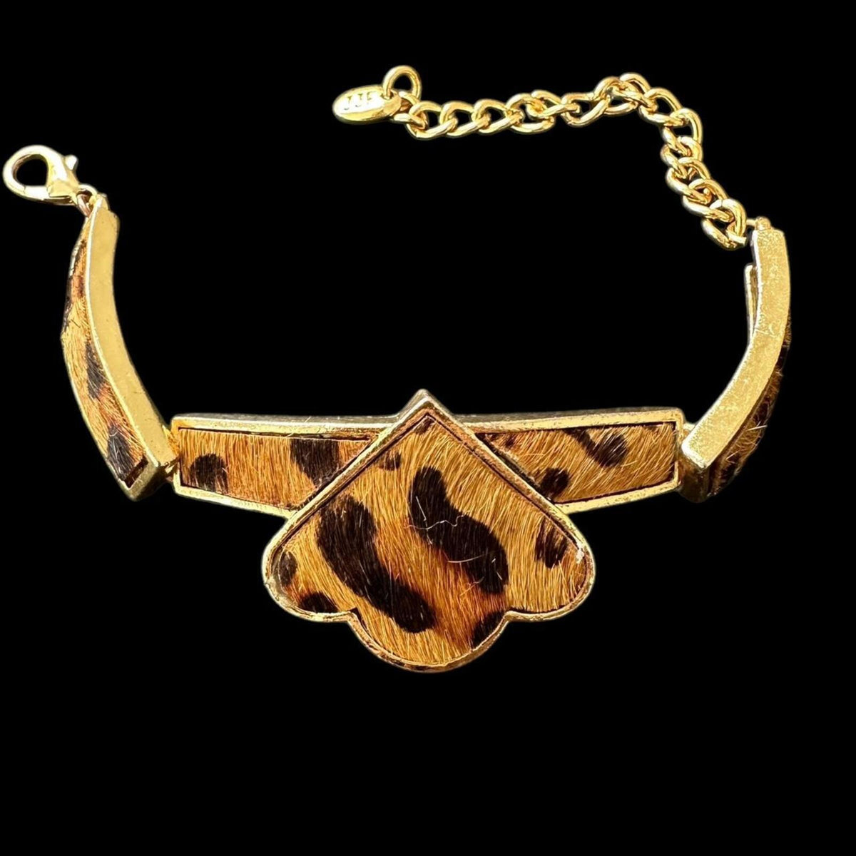 Leopard Print Gold Tone Spade Bracelet