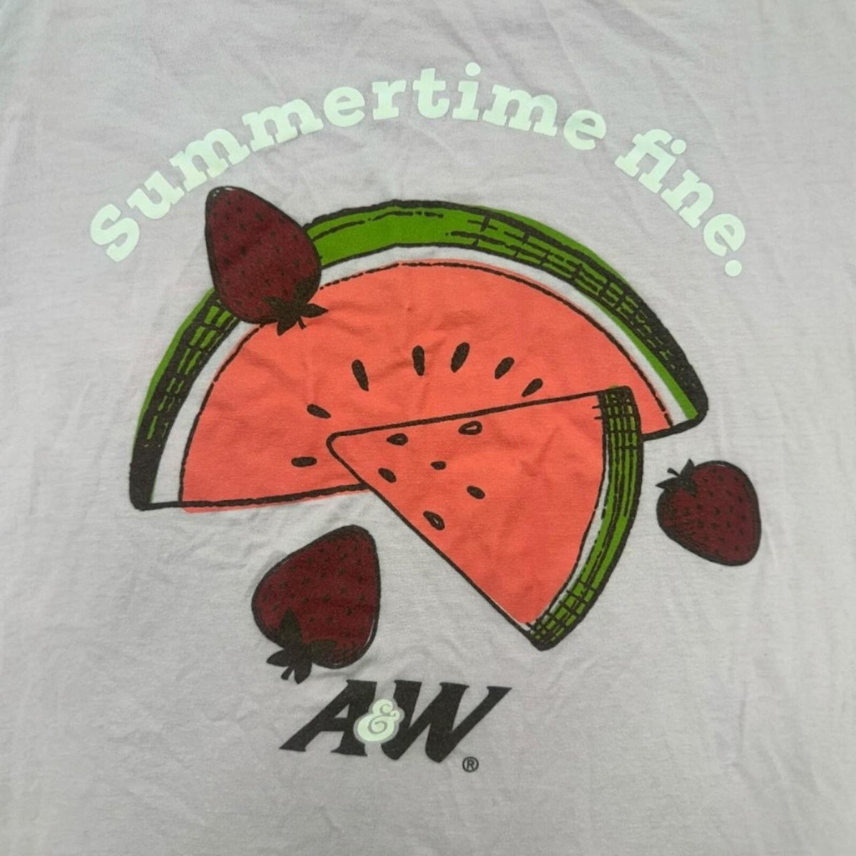 Y2K Retro A&W T-Shirt with Watermelon & Strawberry Graphic