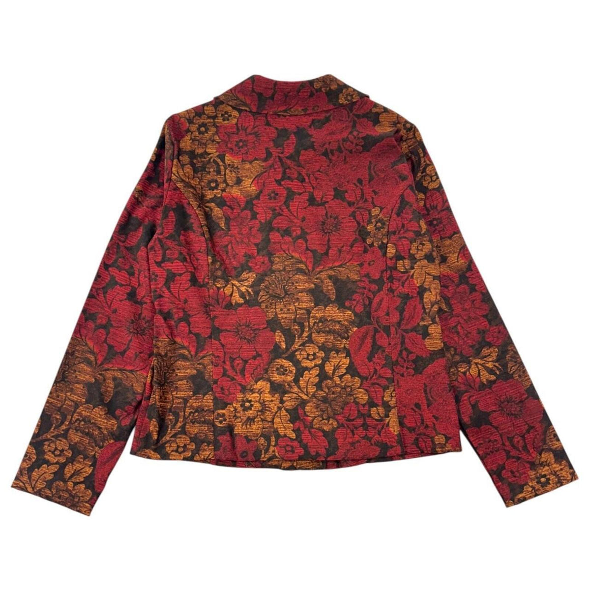 Vintage 90s Briggs New York Floral Tapestry Blazer Red Gold