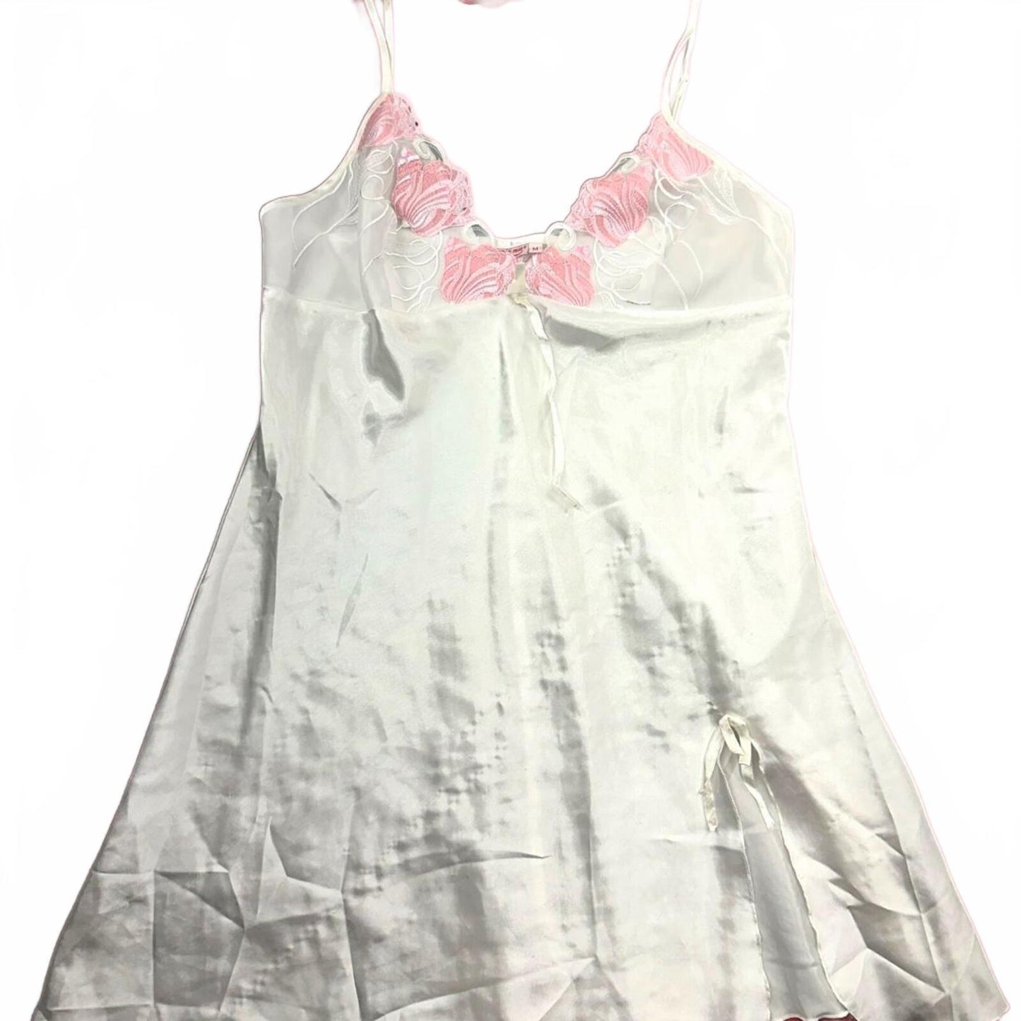 Mia Mia White Lace Trim Slip Dress Elegant Loungewear Coquette Girl