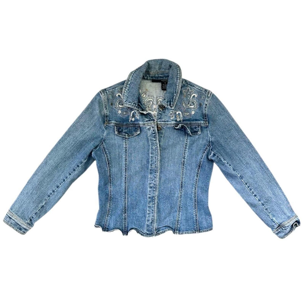 Willi Smith Embroidered Denim Jacket Bohemian Western Y2K