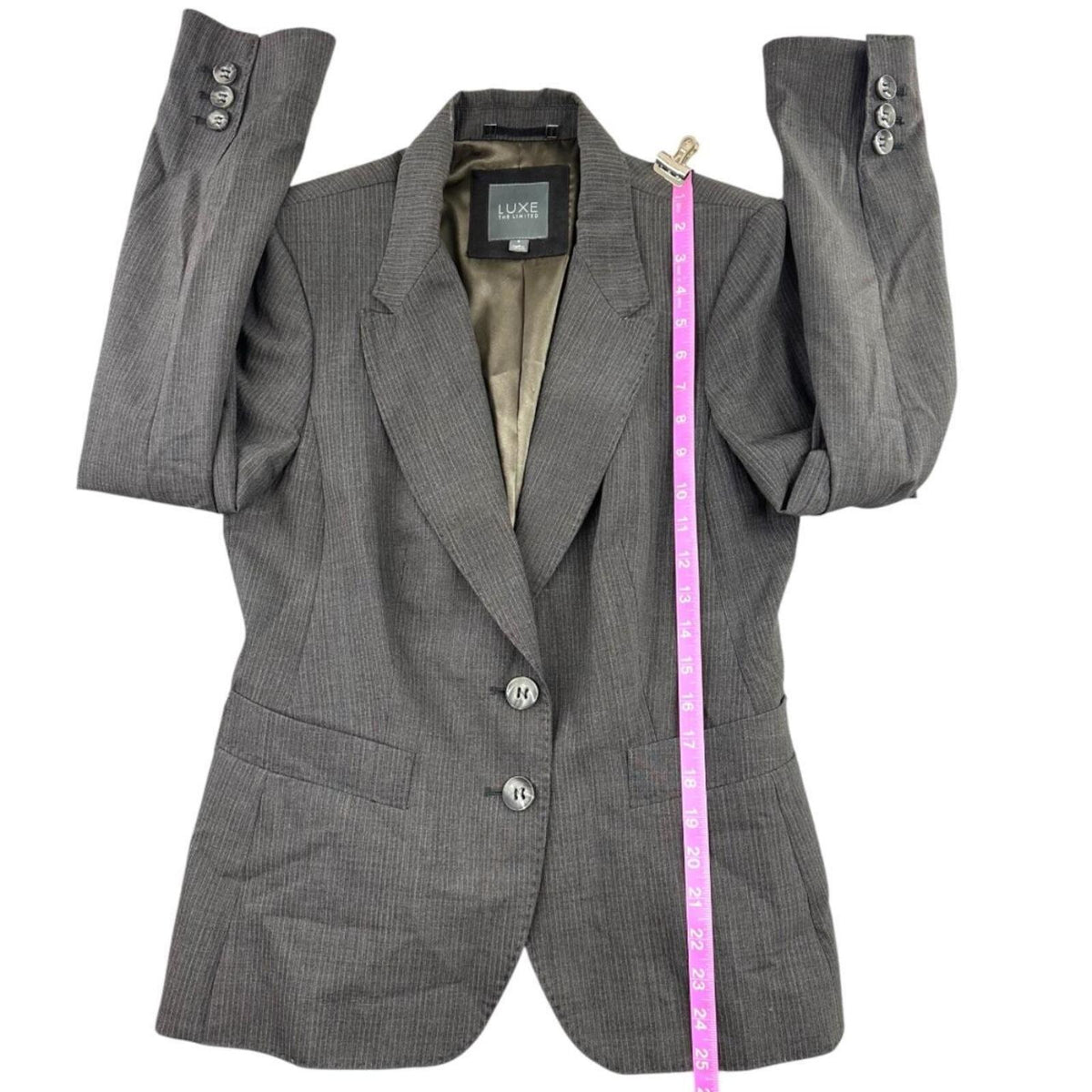 The Limited Gray Pinstripe Blazer Jacket Preppy Minimalist