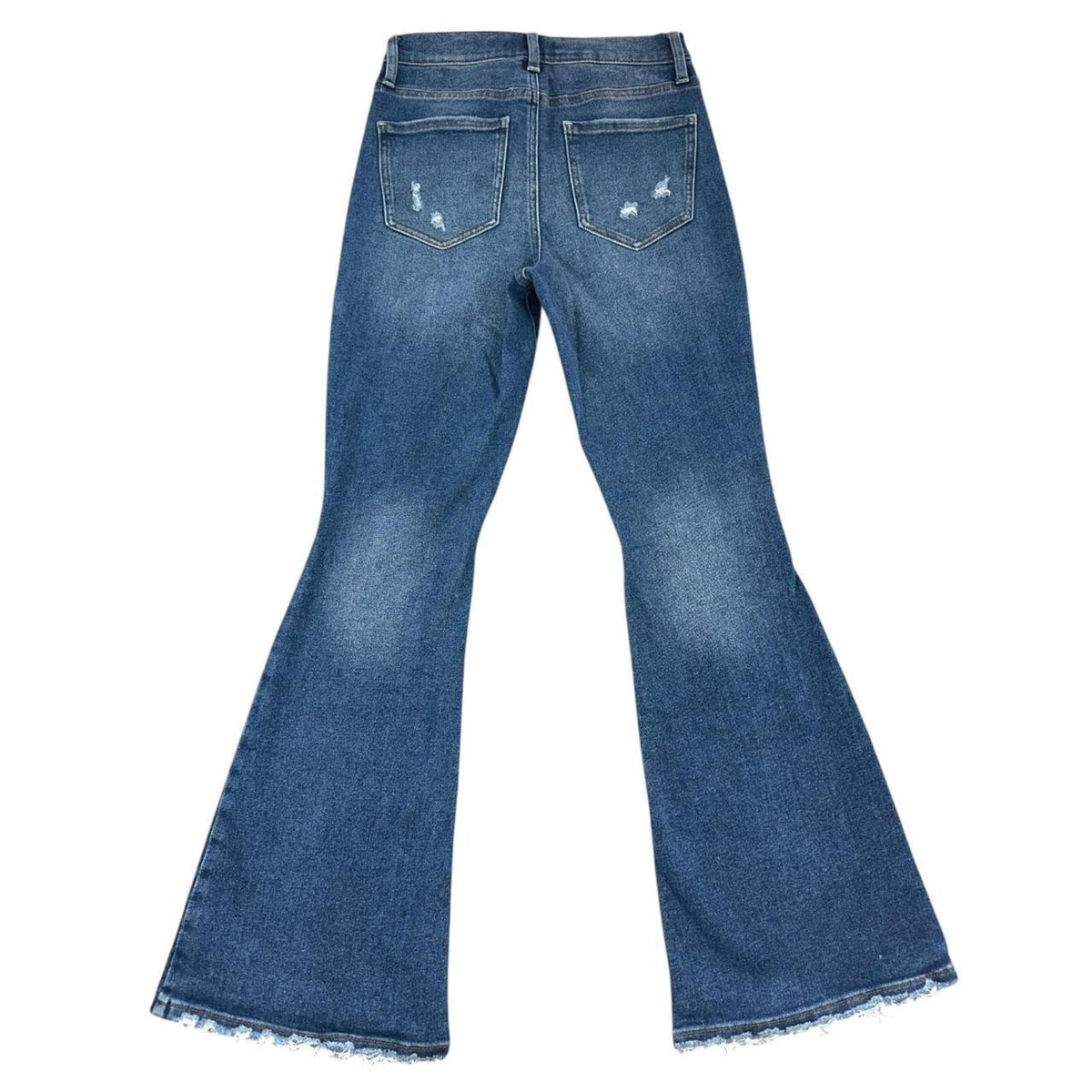 Celebrity Pink RE Generation Flare Jeans in Dark Wash with Distressed Detailing