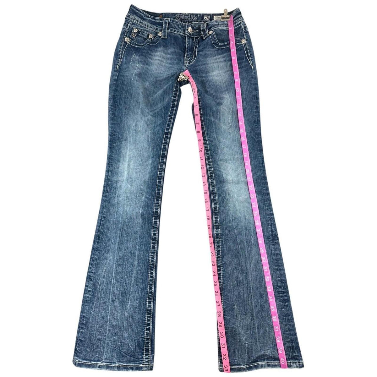 Miss Me Vintage Y2K Rhinestone Embellished Bootcut Jeans with Wings and Hearts