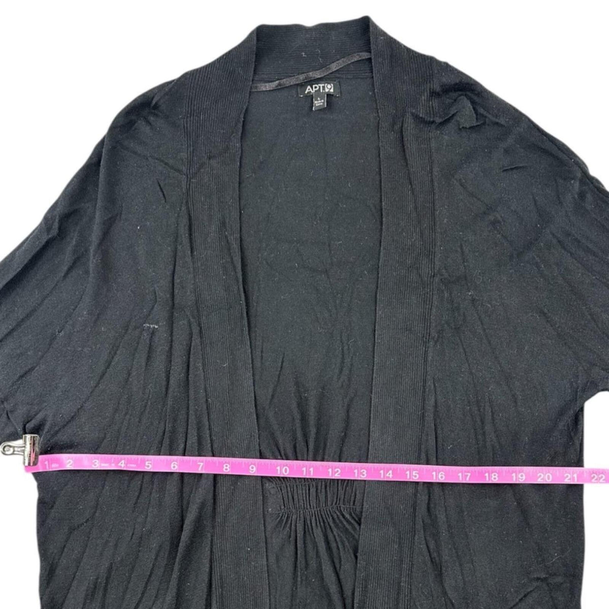 Apt. 9 Black Open Front Cardigan Minimalist Preppy Style with Pocket