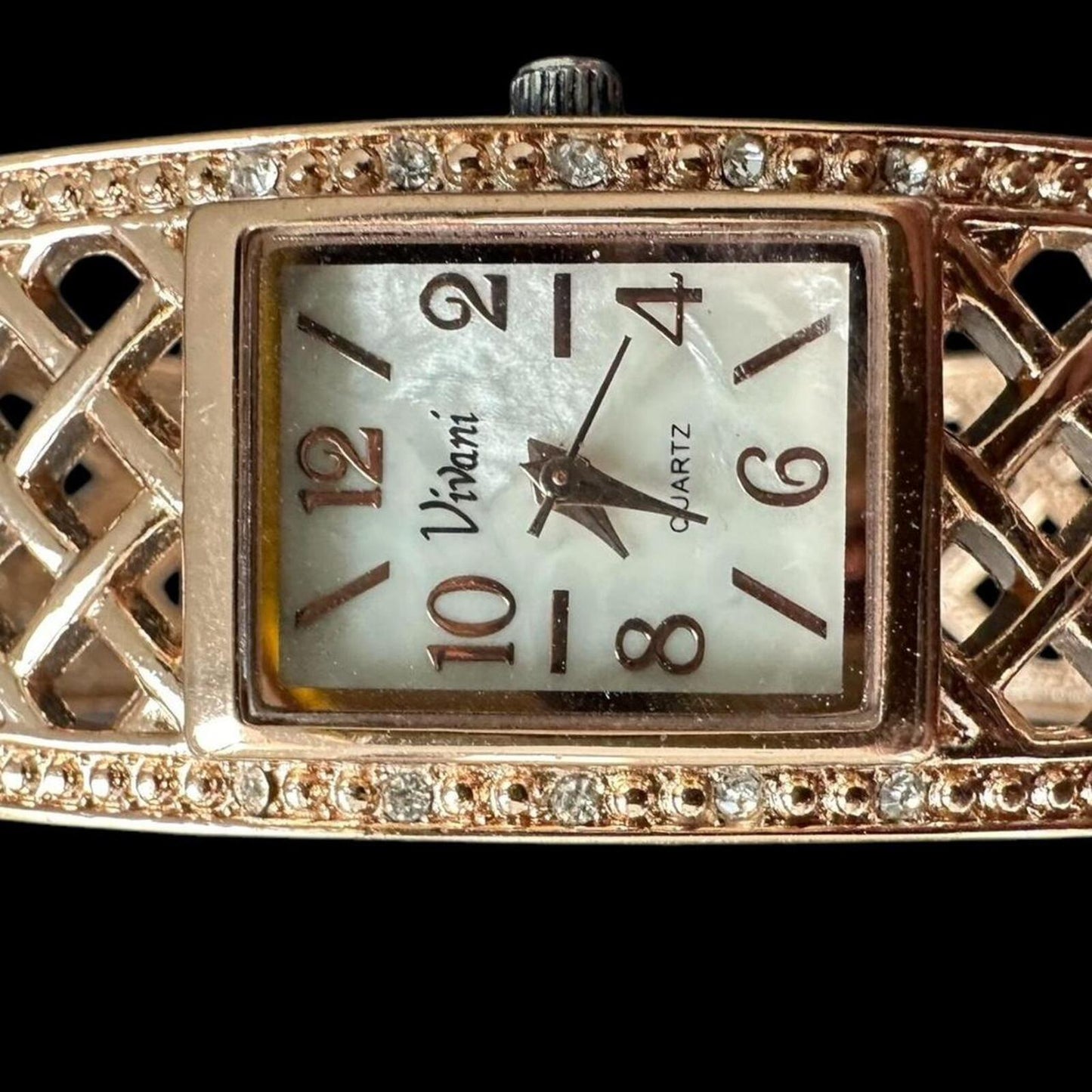 Vivani Rose Gold Tone Openwork Cuff Quartz Watch