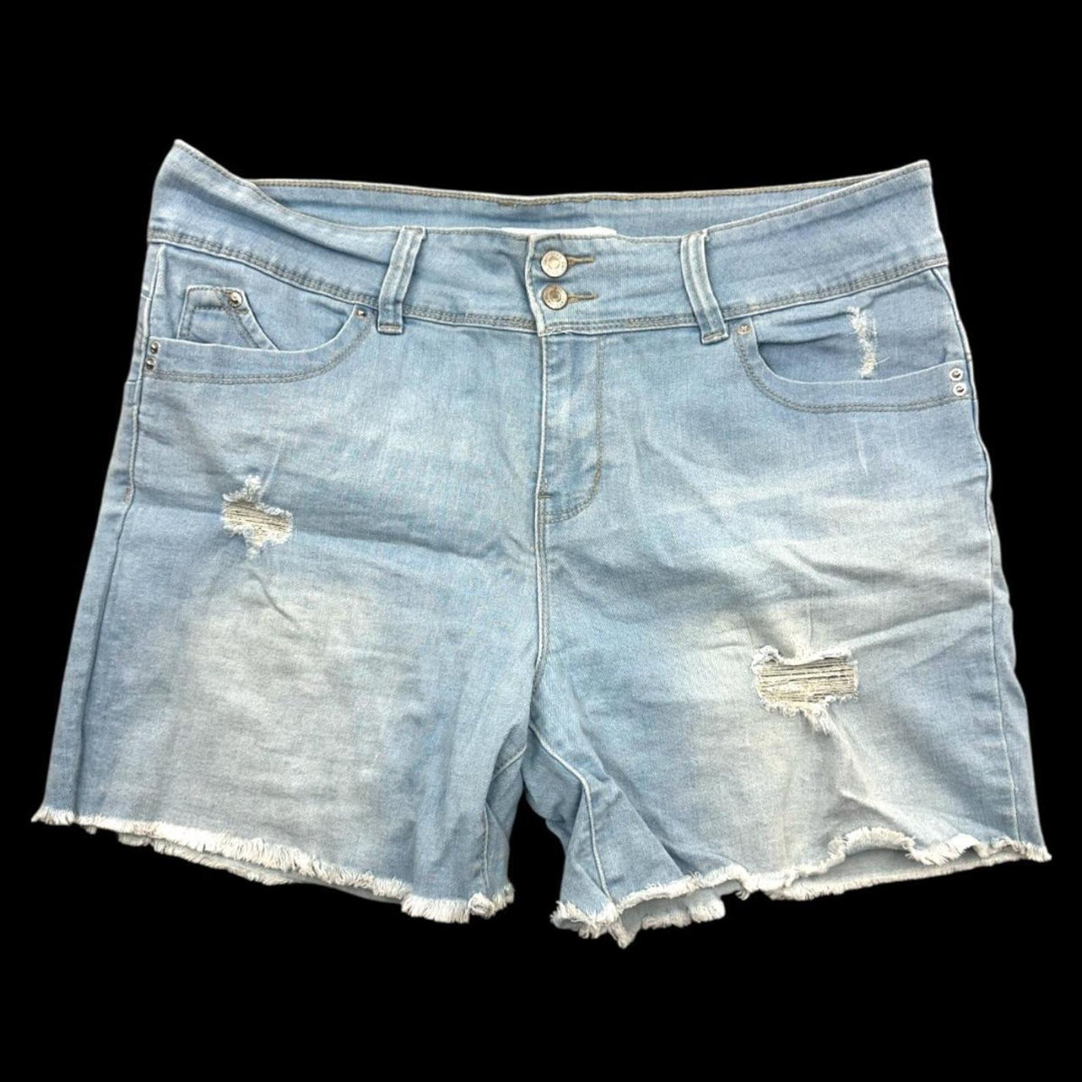 YMI Jeans Light Wash Distressed Denim Shorts Mid Rise WannaBettaButt