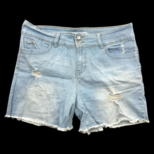 YMI Jeans Light Wash Distressed Denim Shorts Mid Rise WannaBettaButt