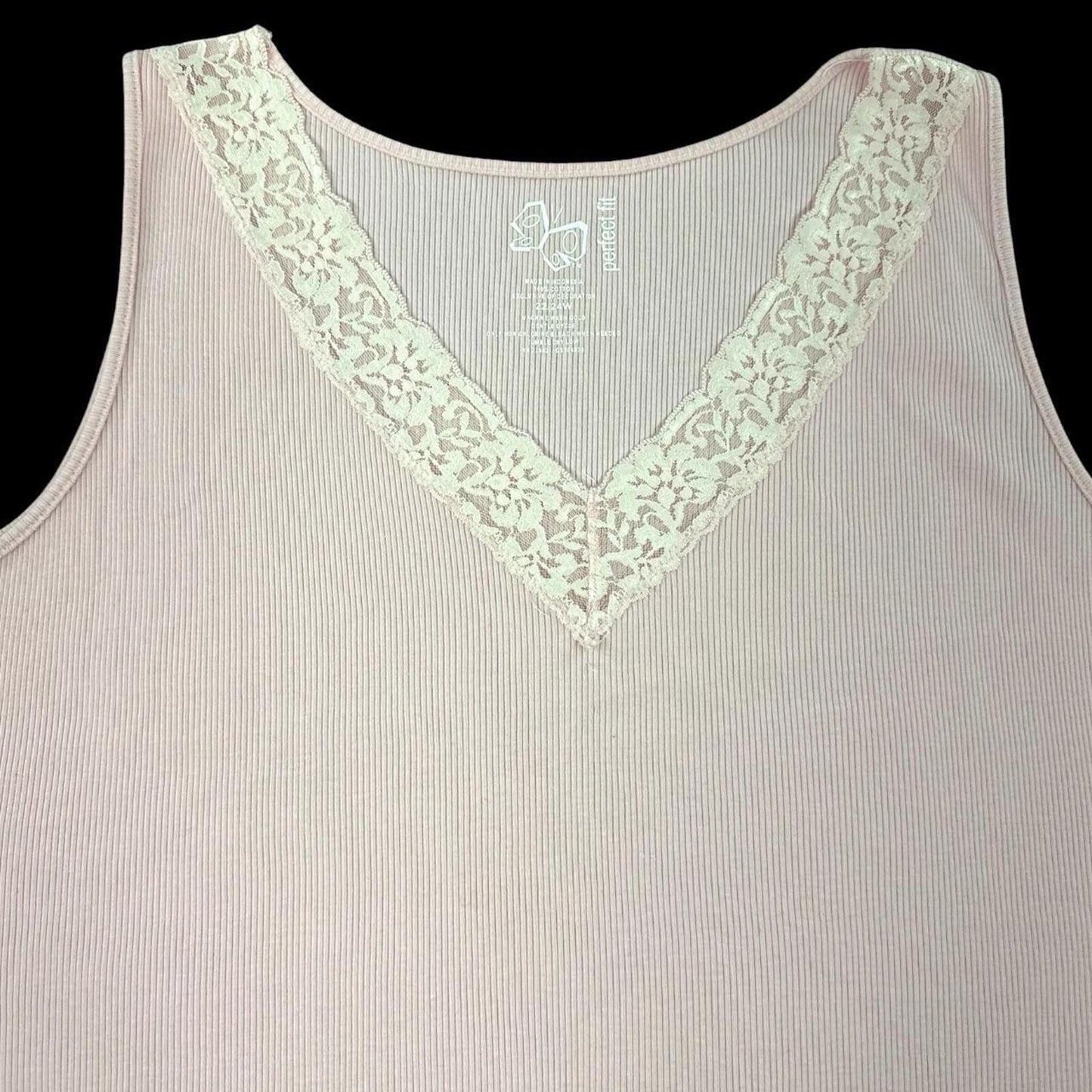St. John's Bay Perfect Fit Pink Lace Trim Tank Top Soft Girl
