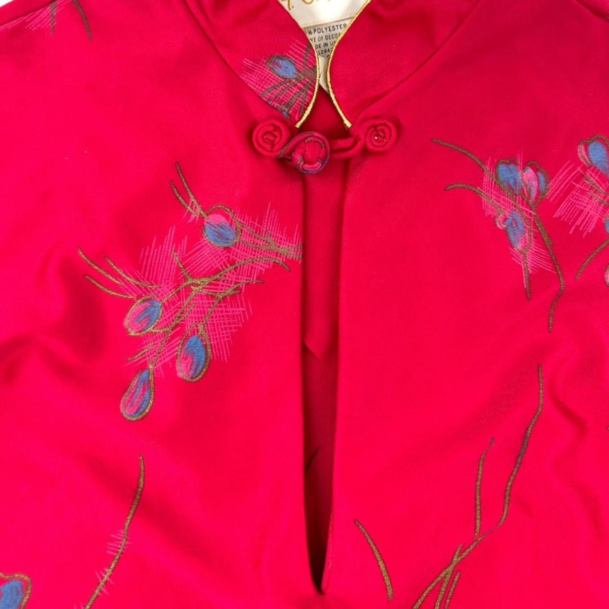 Vintage Inspired Floral Mandarin Collar Blouse Pink Purple Retro Glam Fair