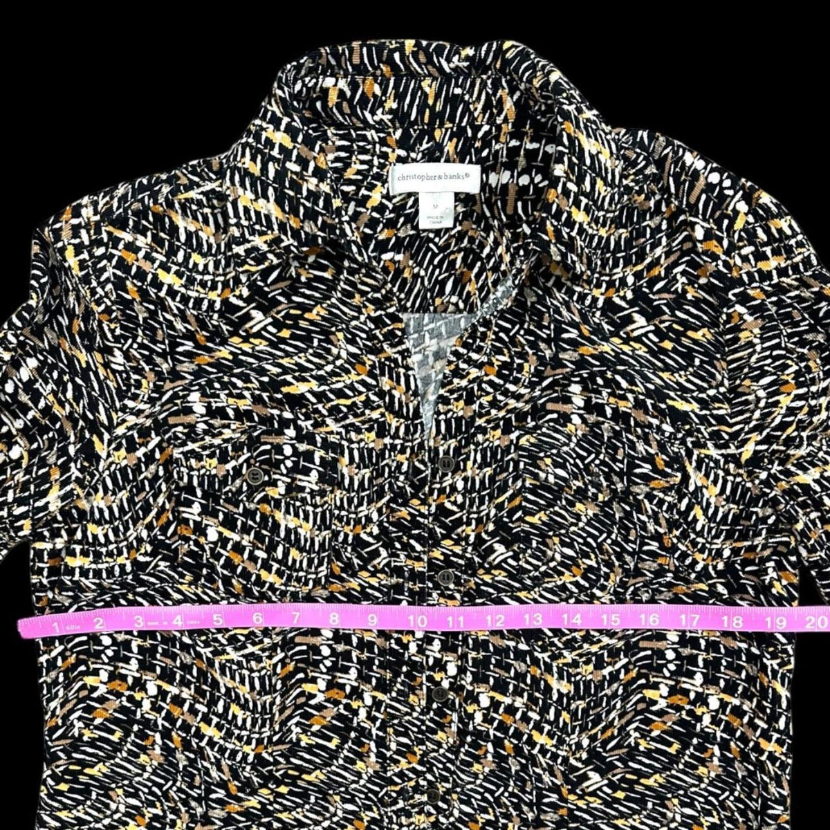 Christopher & Banks Button Front Jacket in Abstract Black White & Gold