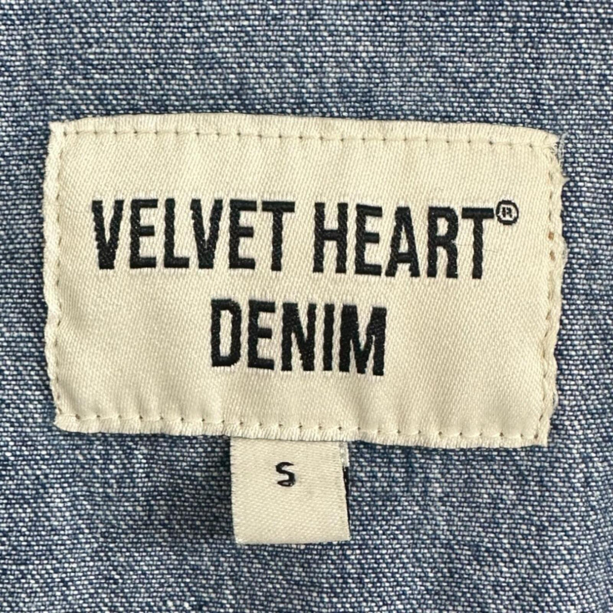 Velvet Heart Denim Cropped Jacket with Studded Details and Balloon Sleeves