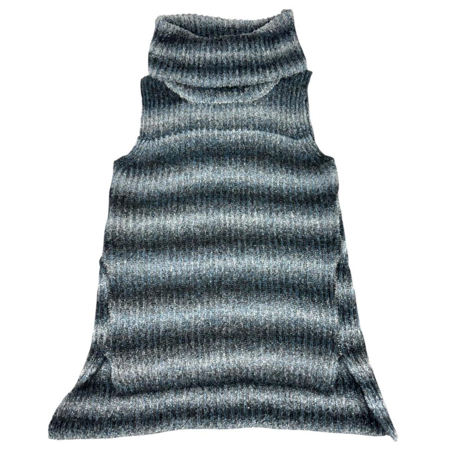 Hem & Thread Sleeveless Cowl Neck Tunic Sweater Gray Blue Bohemian Fairycore