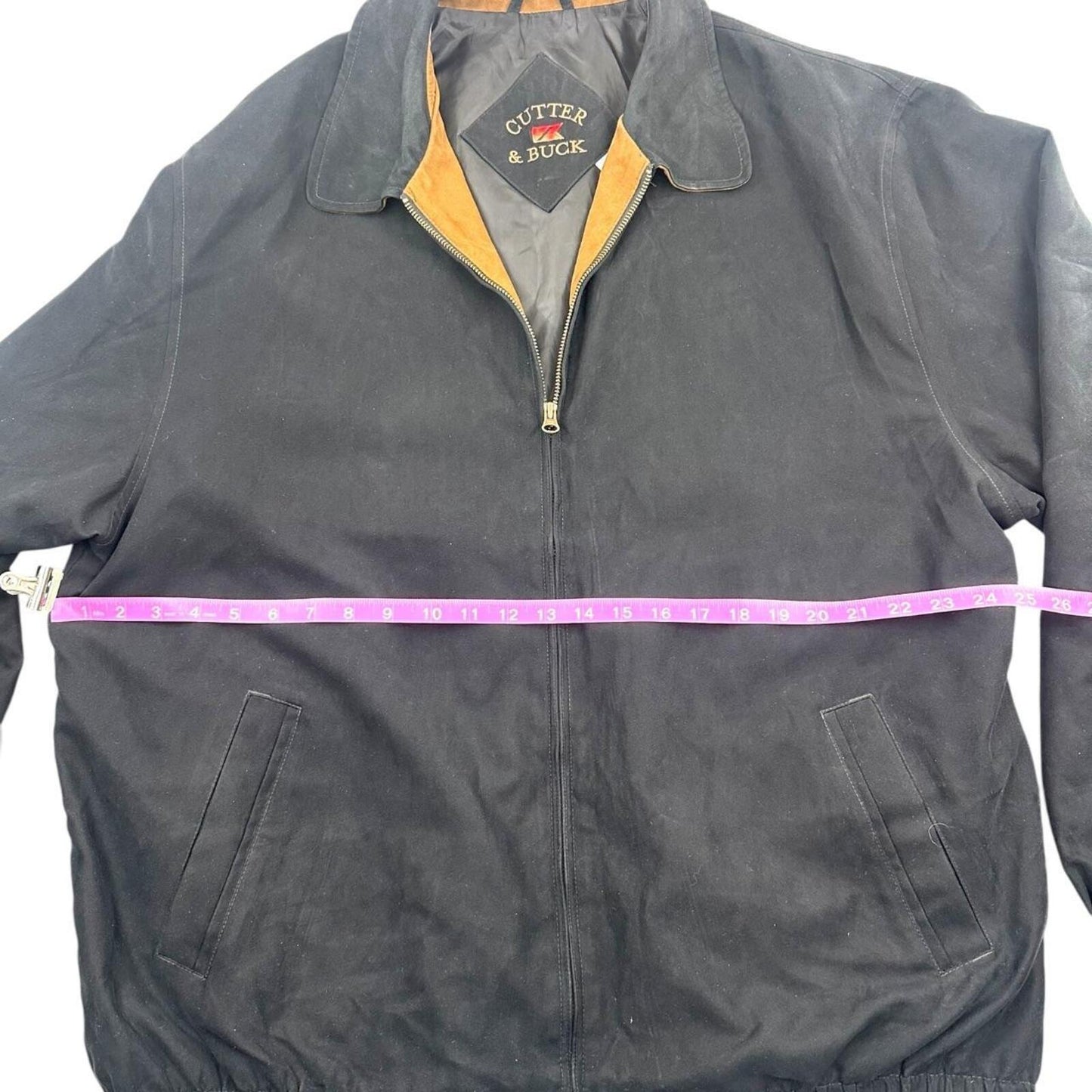 Cutter & Buck Black Bomber Jacket Water Resistant Microfiber Casual