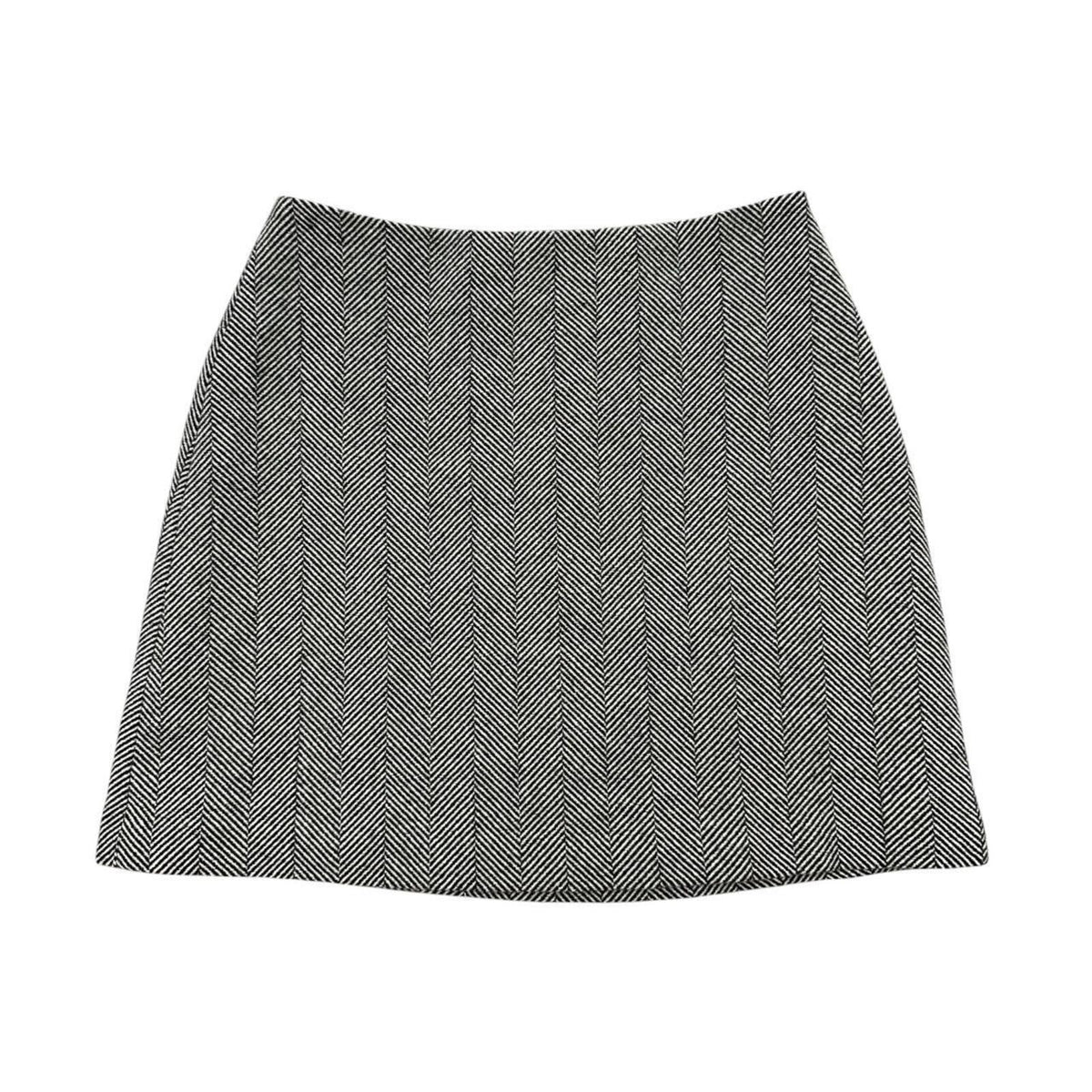 The Limited Classic Black and White Herringbone Wool Blend Mini Skirt