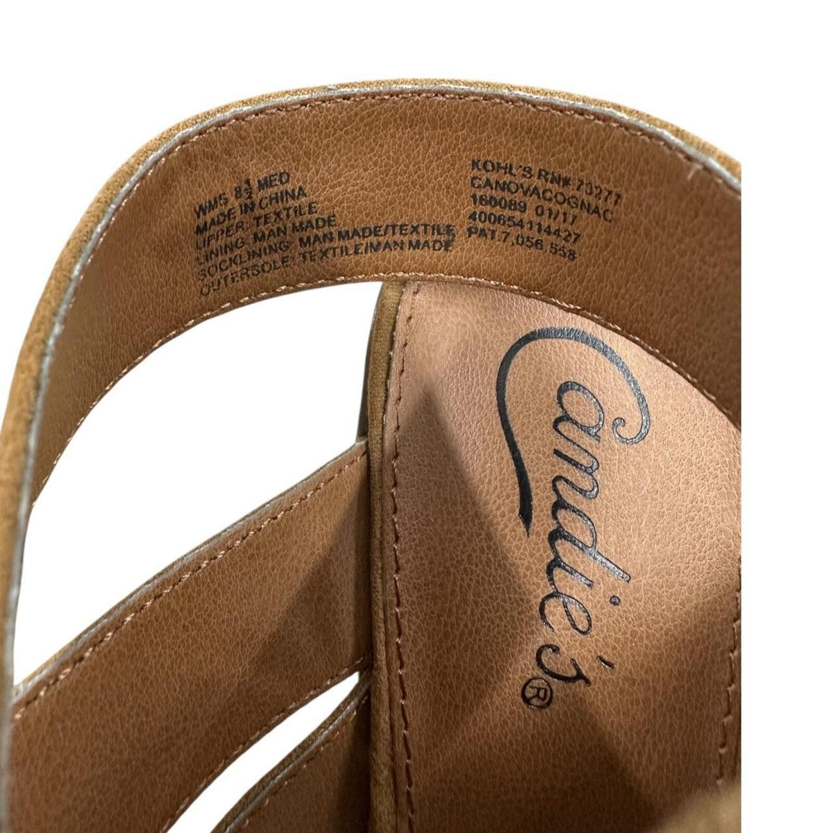 Candie's Canova Cognac Faux Suede Block Heel Gladiator Sandals Boho