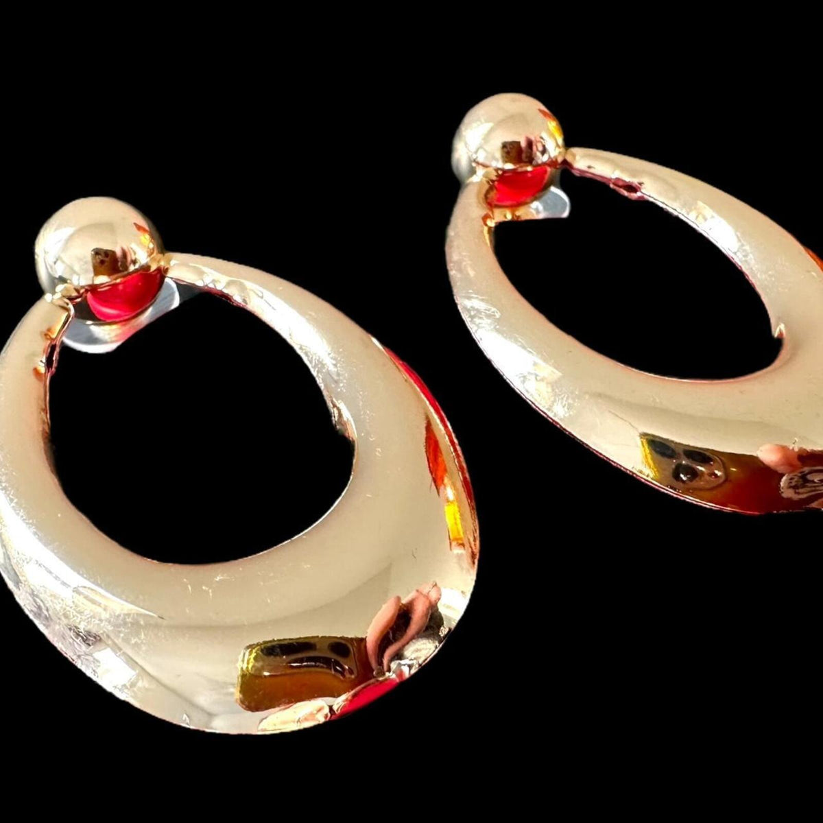 Gold Tone Oval Hoop Earrings