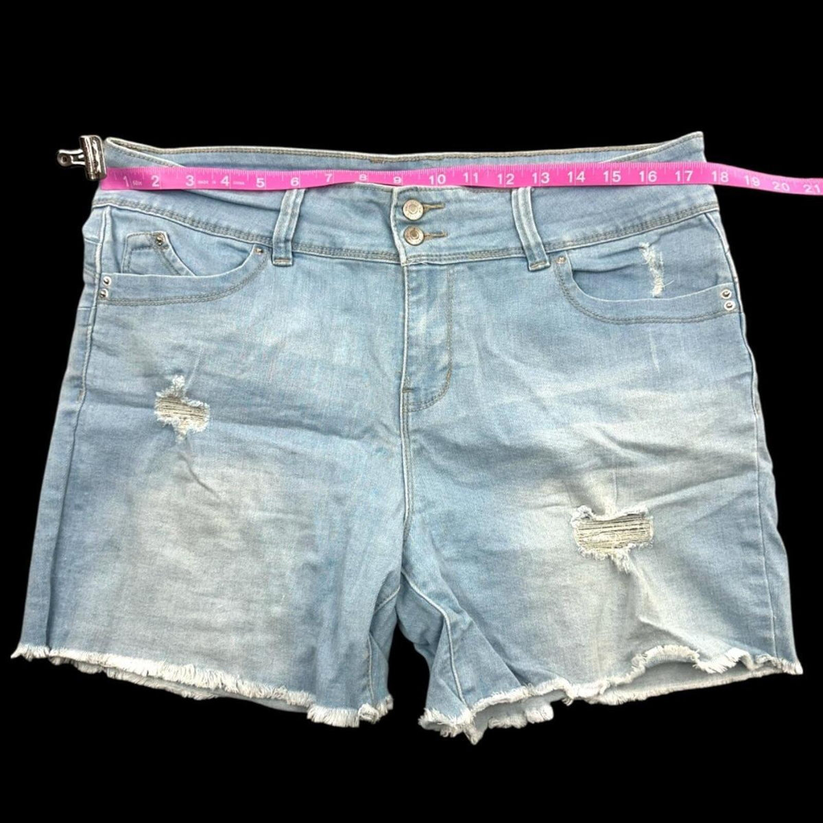 YMI Jeans Light Wash Distressed Denim Shorts Mid Rise WannaBettaButt