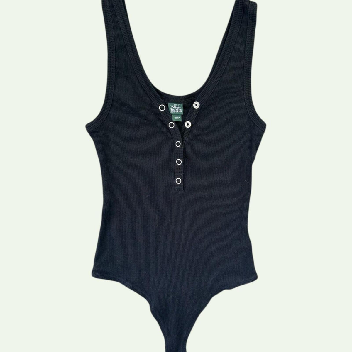 Wild Fable Black Ribbed Snap Button Bodysuit Y2K