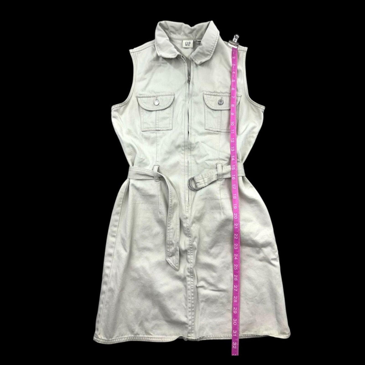 Vintage GAP Sleeveless Utility Dress Cream Tan Y2K Coquette Girl