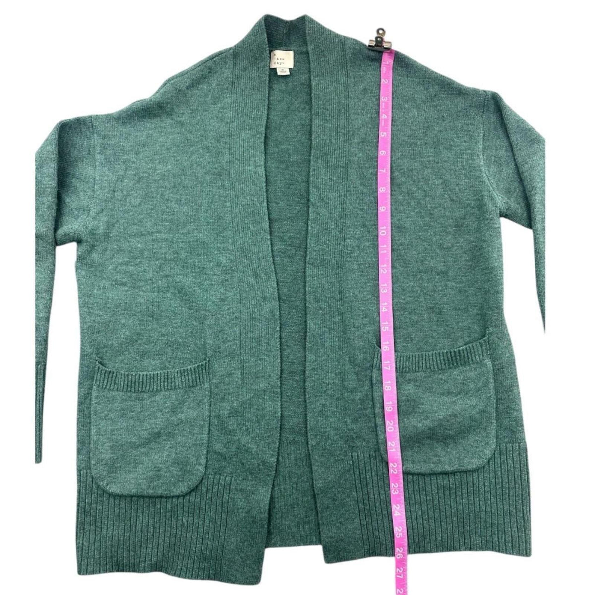 A New Day Green Open Front Boyfriend Cardigan with Pockets Bohemian