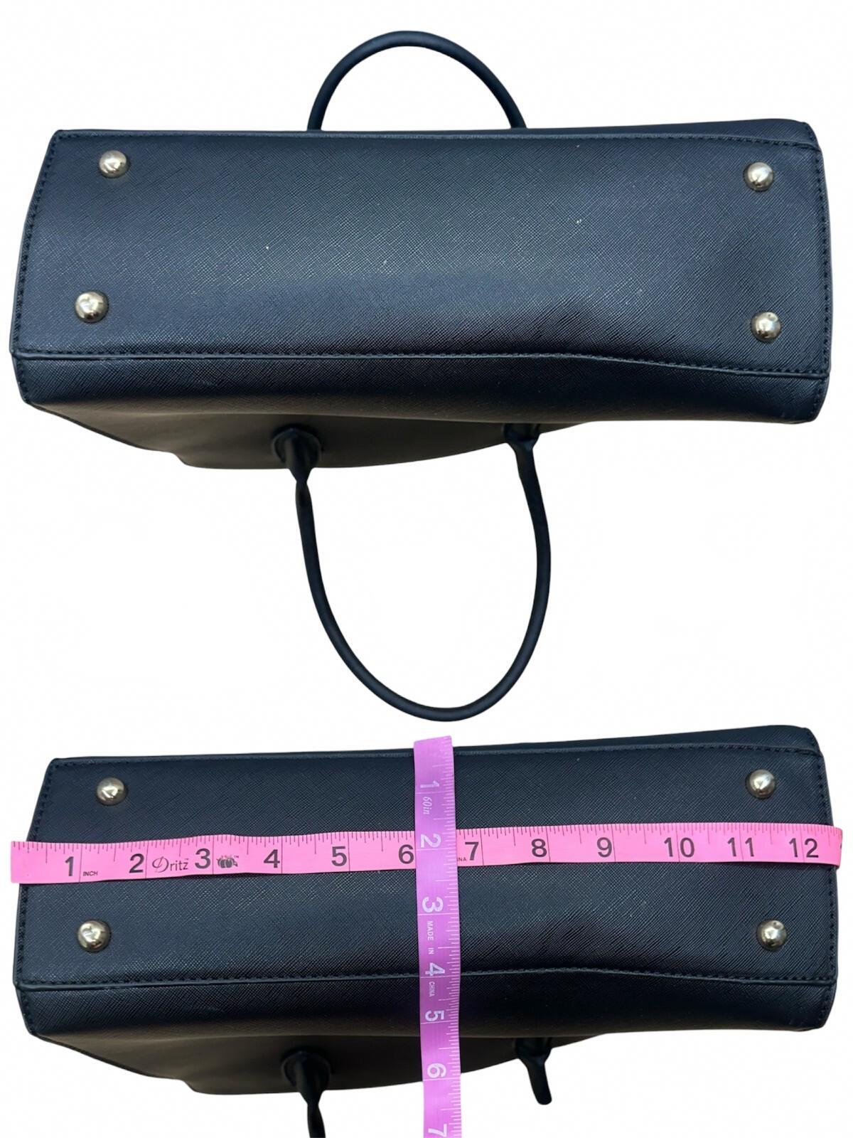 Classic Black Structured Satchel Bag with Gold Lock Detail