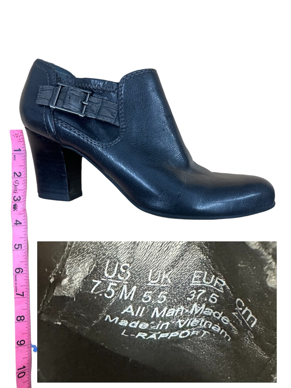 Franco Sarto Black Leather Ankle Boots