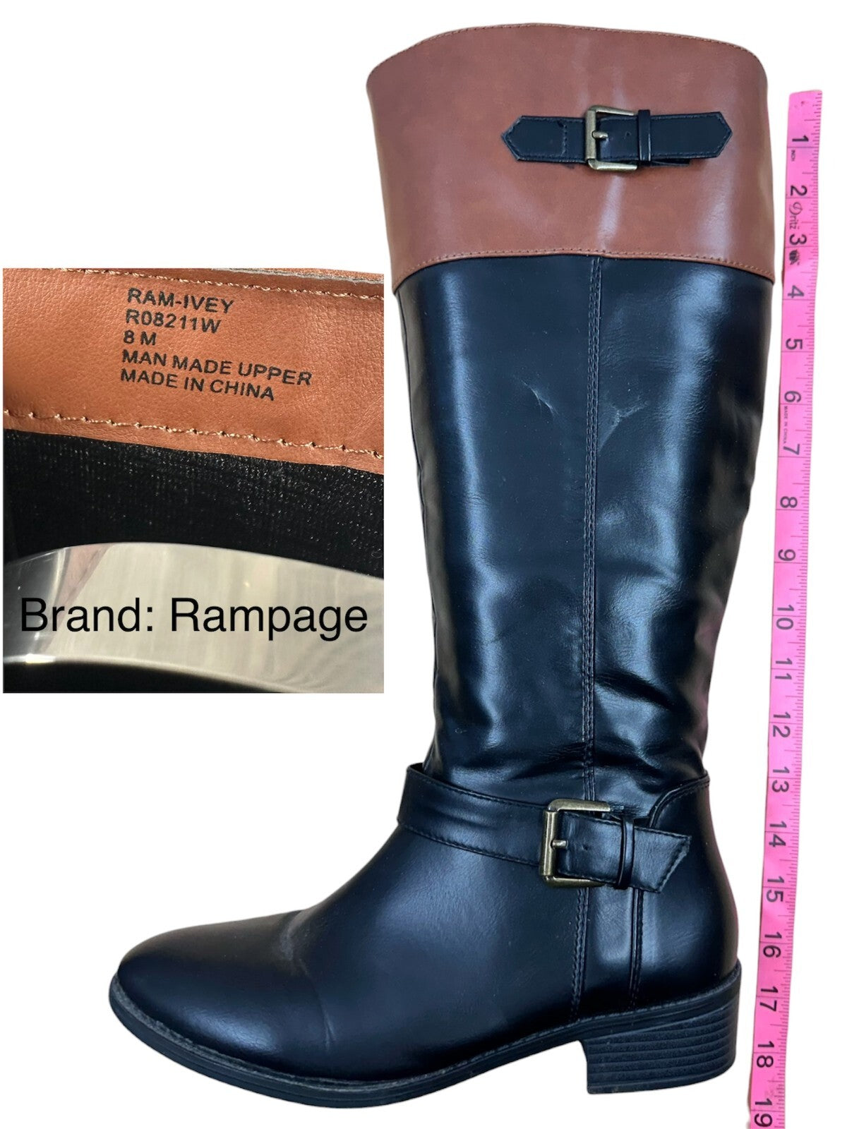 Rampage Two Tone Brown and Black Knee High Boots