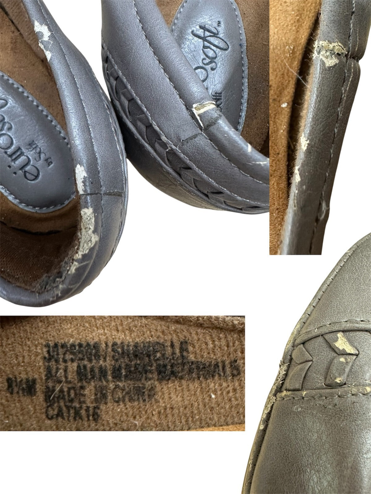 Eurosoft Gray Leather Ballet Flats Classic Comfortable Slip On Shoes