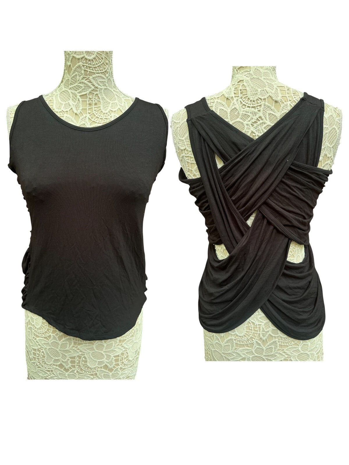 Venus Black Crisscross Back Tank Top Contemporary Streetwear Casual Chic
