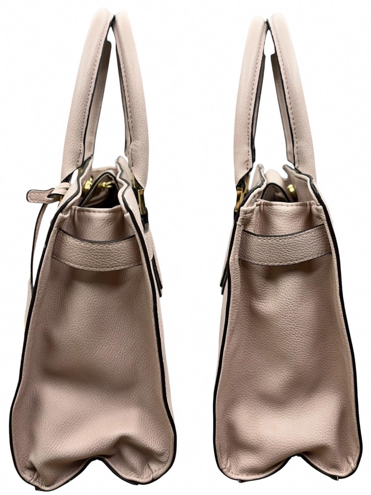 Mauve Faux Leather Satchel Bag Classic Minimalist Office Casual