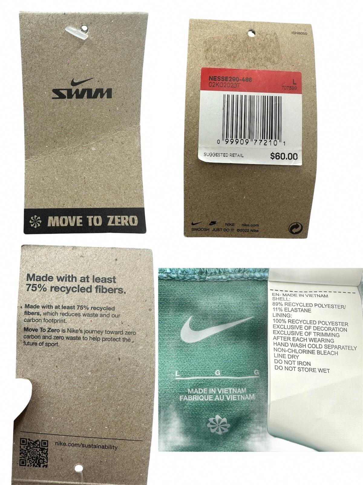 NWT Nike Swim High Waist Bikini Bottoms Blue Green Swirl Y2K Retro Sustainable