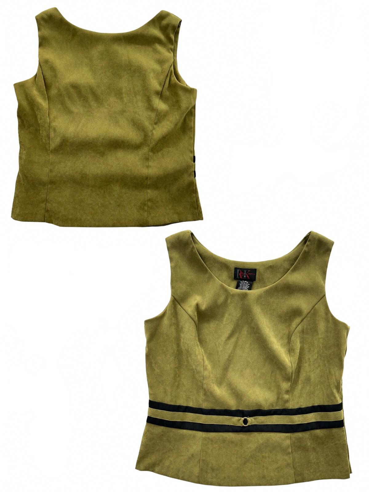 R&K Originals Olive Green Suede Two Piece Suit Set Jacket and Tank Top