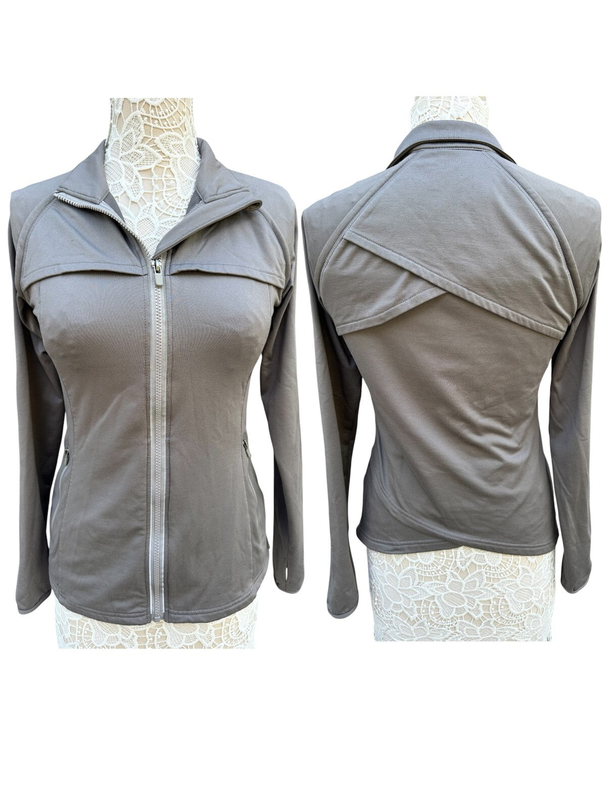 Fabletics Gray Athleisure Jacket Casual Activewear Zip Up