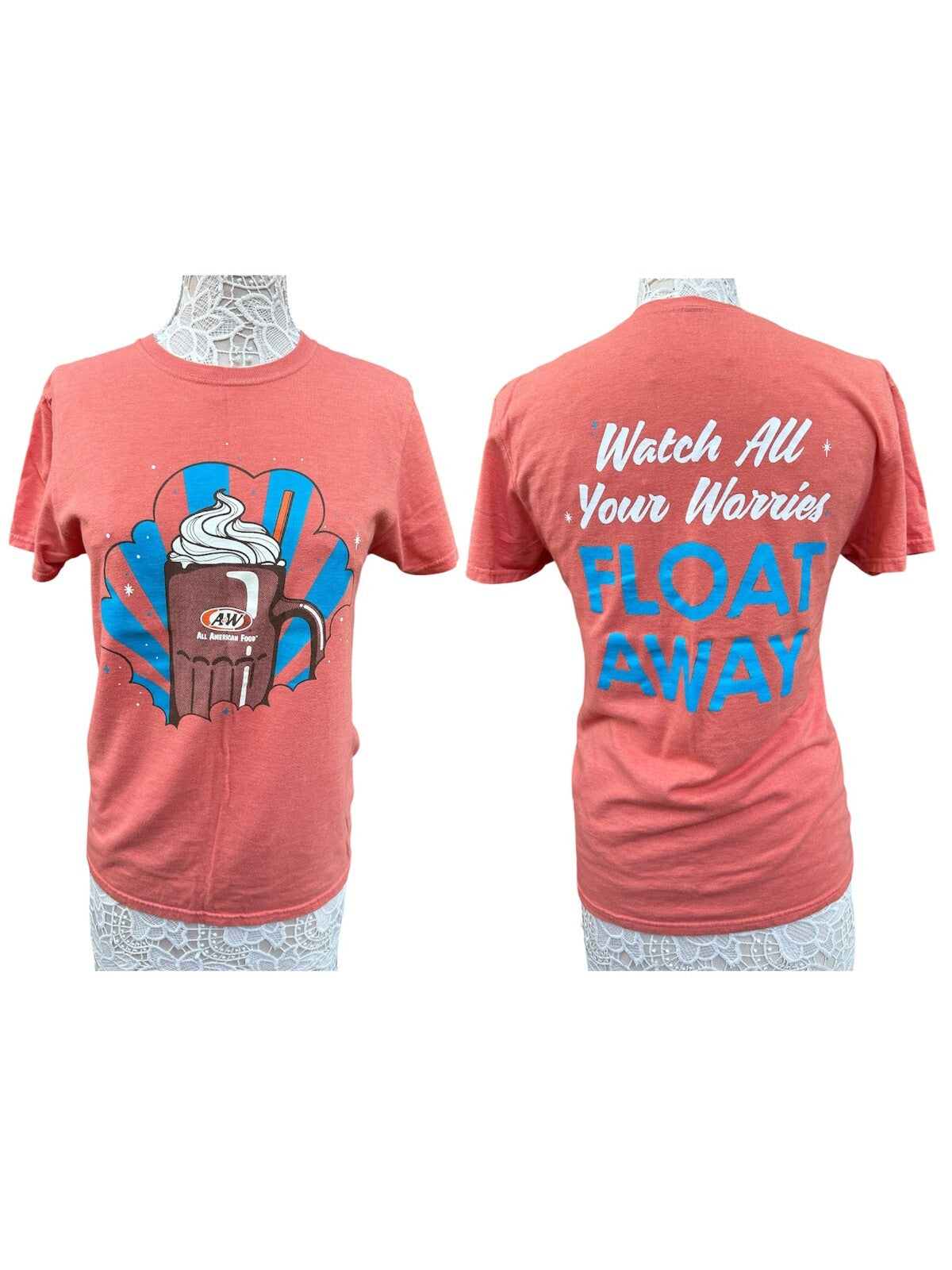 Retro Orange A&W Root Beer Float Graphic T-Shirt Casual Y2K