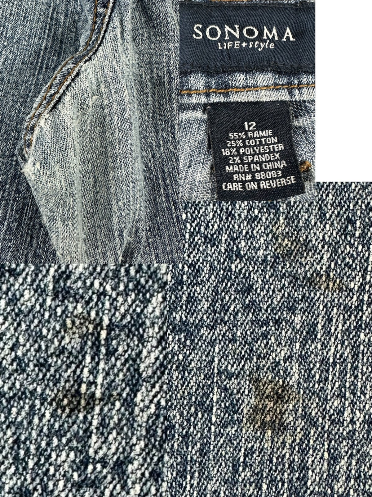 Sonoma Life+Style Vintage Inspired Bootcut Jeans Blue Gray Faded Wash