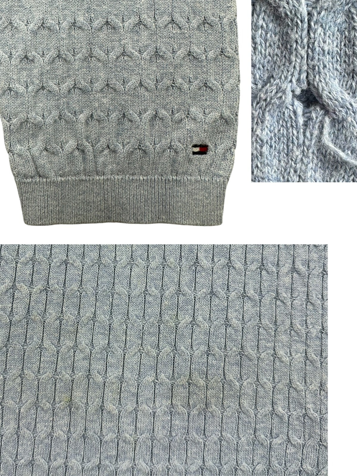Tommy Hilfiger Light Blue V Neck Cotton Sweater Casual Preppy Knit