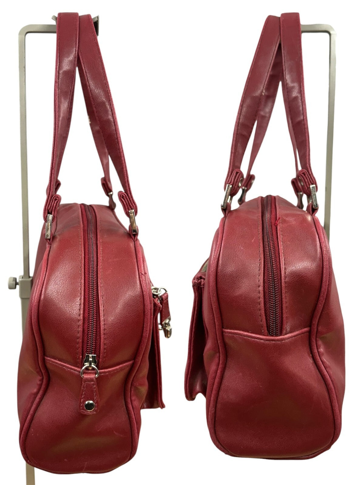 Red Faux Leather Shoulder Bag